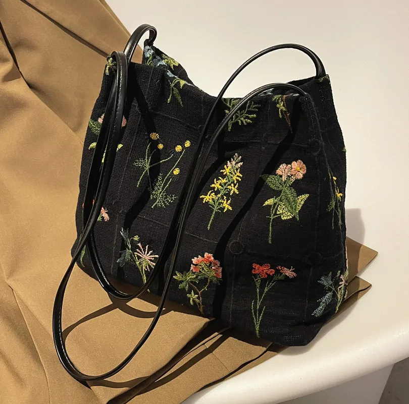 Top Trends: Luxury Brand Large Flowers Tote Bag 2022 New High-quality Fabric Women's Designer Handbag High Capacity Shoulder Bags Shoppable Styles