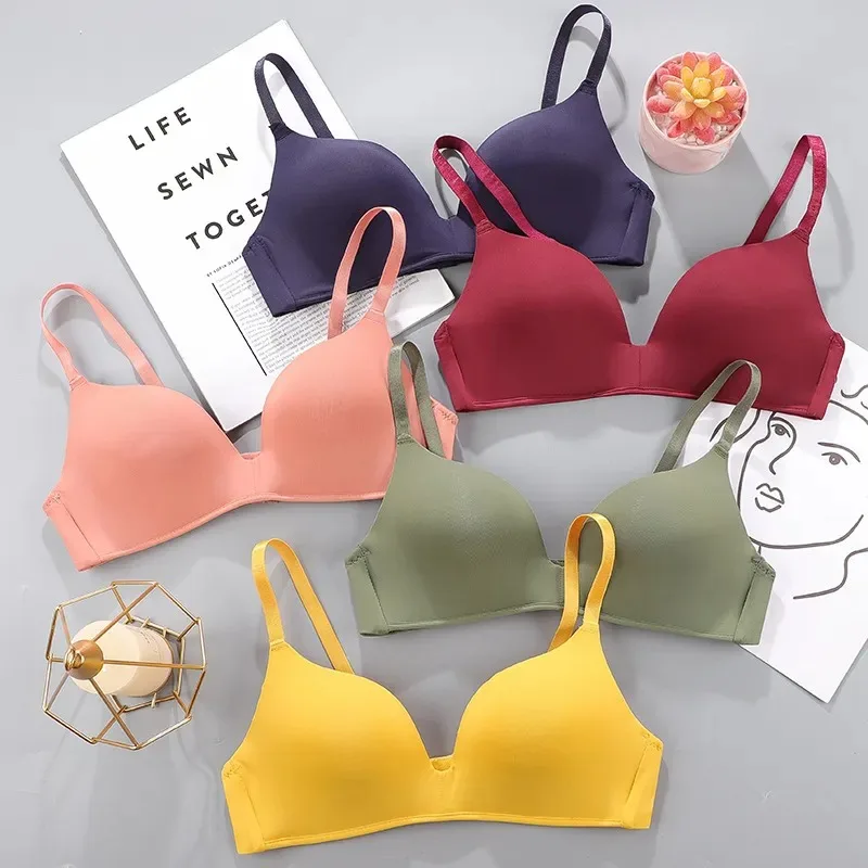 Top Trends: Simple Seamless Underwear Sexy Gathered Bras Soft Breathable Bras Solid Color Underwear Girls Women Underwear Accessories Shoppable Styles