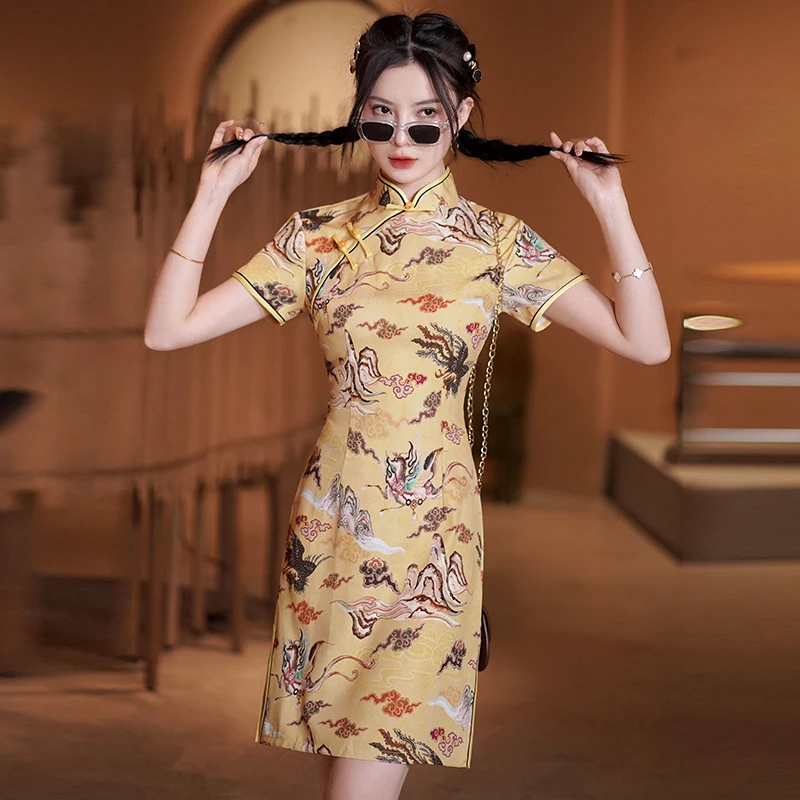 Top Trends: Traditional Chinese National Style Qipao Dress Summer New Young Modern Improved Cheongsam For Women Shoppable Styles