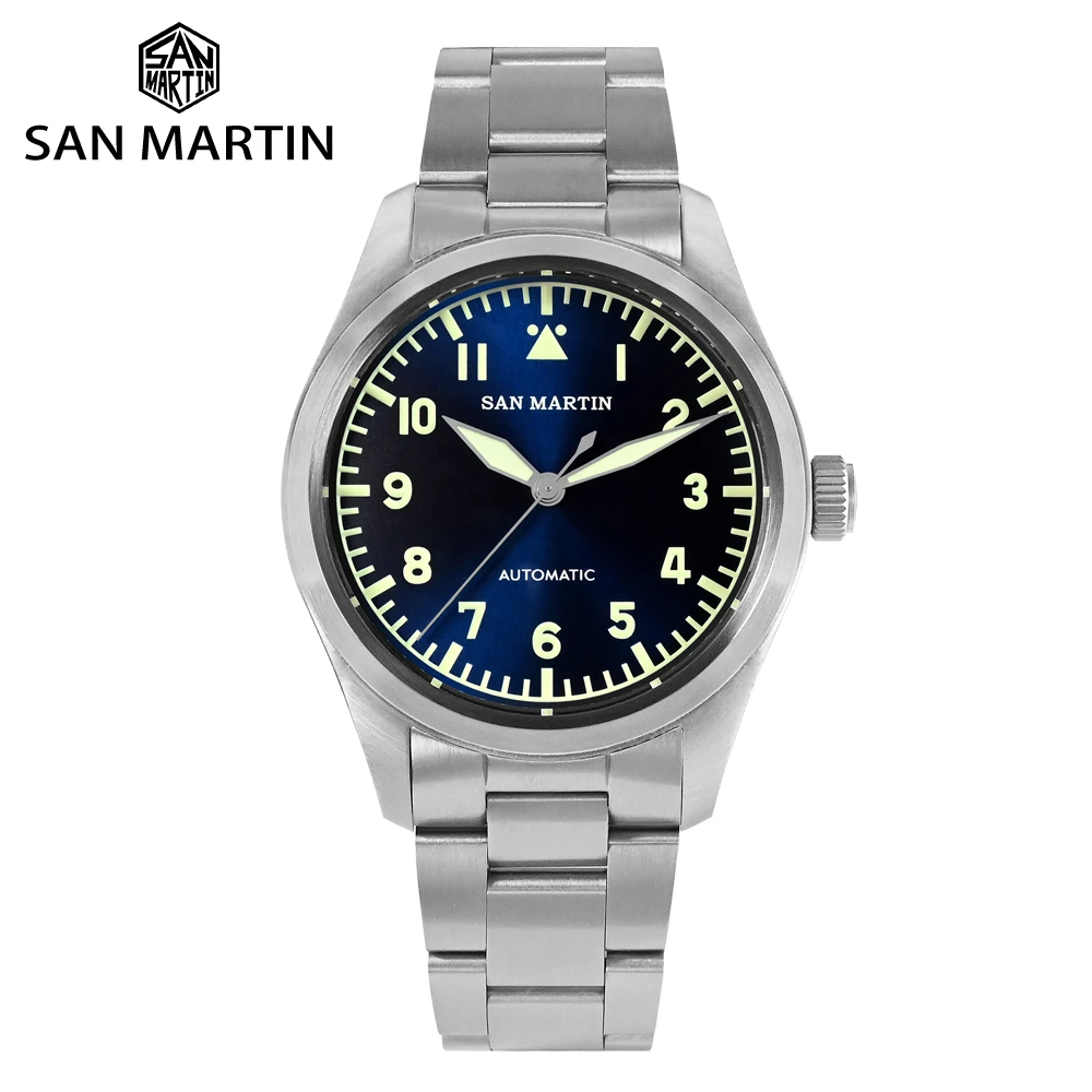 Top Trends: San Martin Men's Pilot Watch 39mm NH35 Automatic Mechanical Sunray Dial Classic Simple Style Military Watches For Men Relojes Shoppable Styles