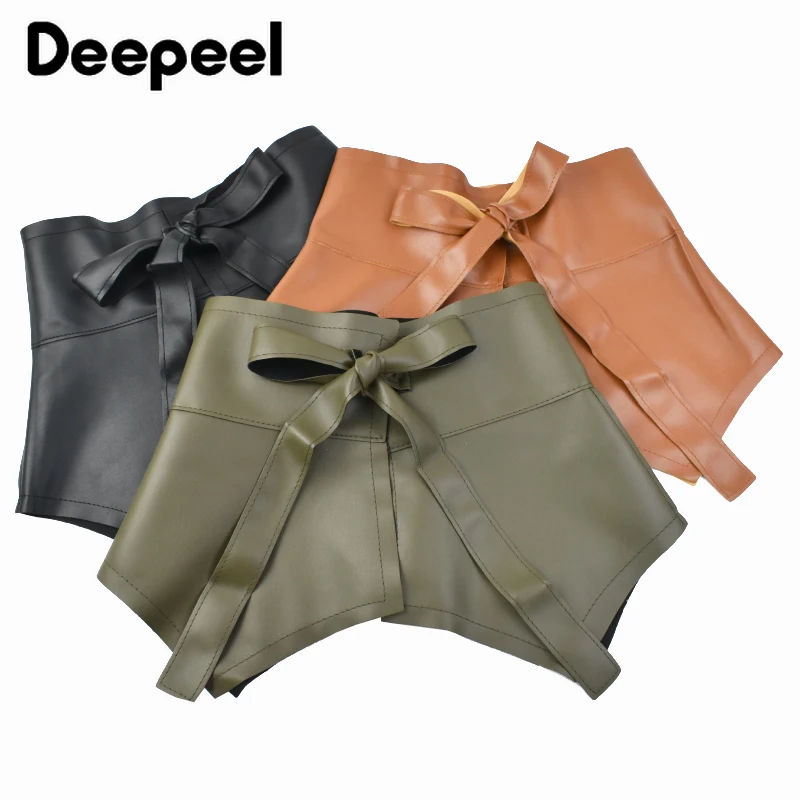 Top Trends: 1Pc Deepeel 31.5*73cm Fashion Extra Wide Belt For Women Tie Bow Decor Corset Dress Female Luxury Corsets Cummerbunds Accessory Shoppable Styles