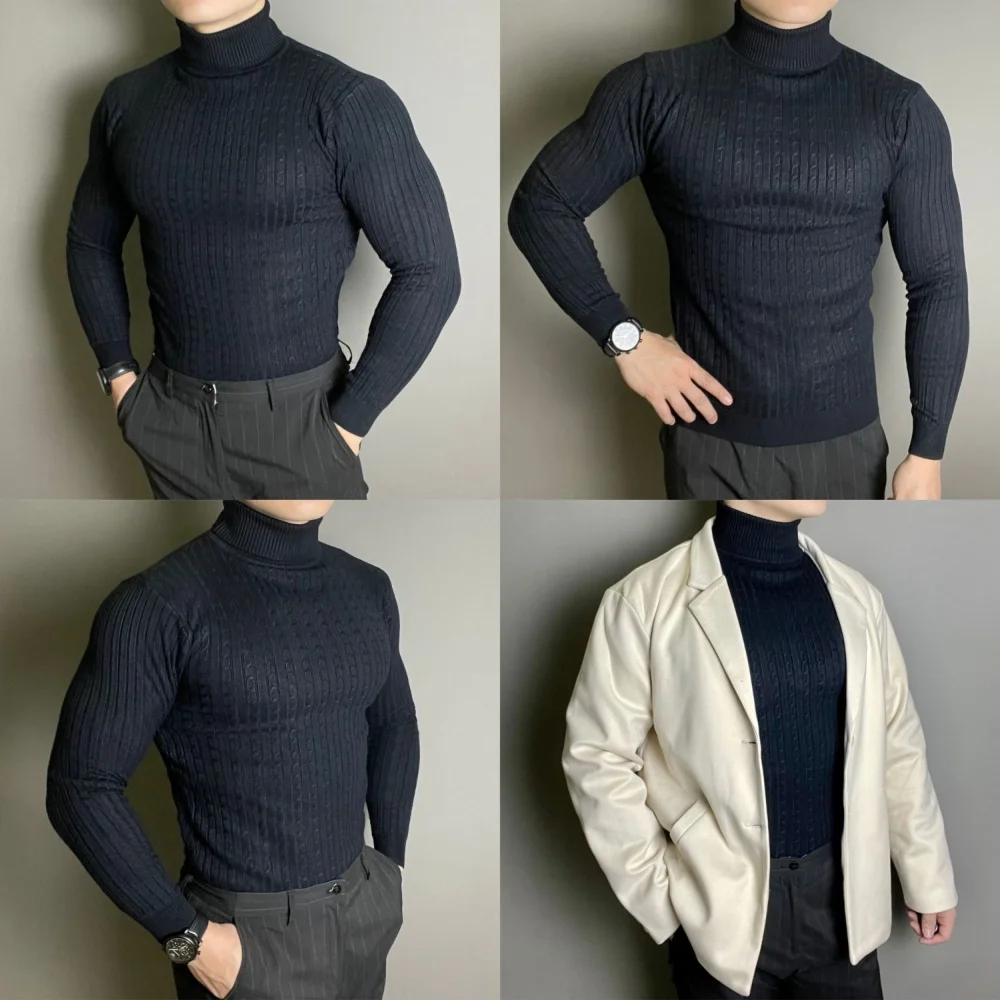 Top Trends: Winte Men's Rollneck Knitted Keep Men Jumper Knit Woolen Turtleneck Warm Sweater Casual Pulloverr Warm Coats Shoppable Styles - Image 2