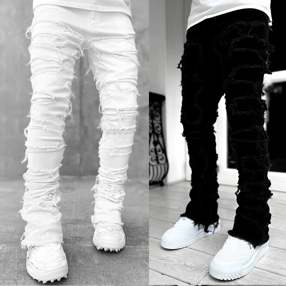 Top Trends: Y2K Punk Black American Street Rock Retro High Waist Oversized Jeans Men 2023 New Raw Edge Washed Straight Wide Leg Trousers Men Shoppable Styles