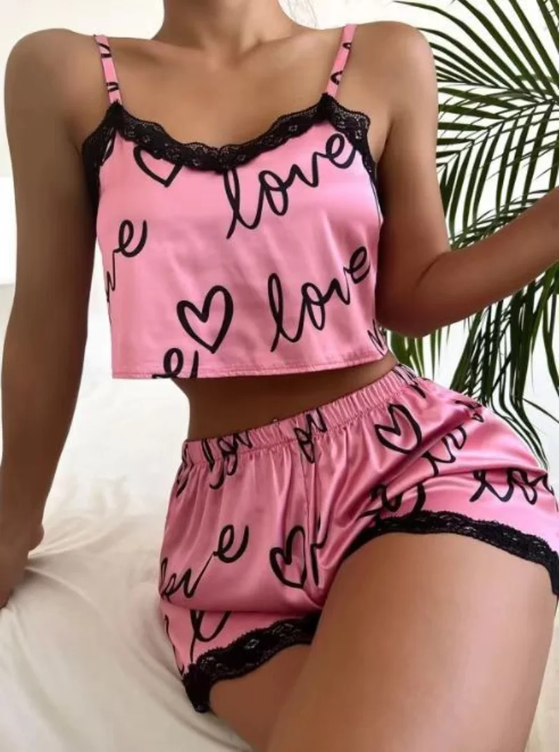 Top Trends: Two Pieces Set Women&#039;S Pajama Shorts Suit Print Underwear Pijama Sexy Lingerie Camisoles Tanks Nighty Ladies Loungewear Homewear Shoppable Styles