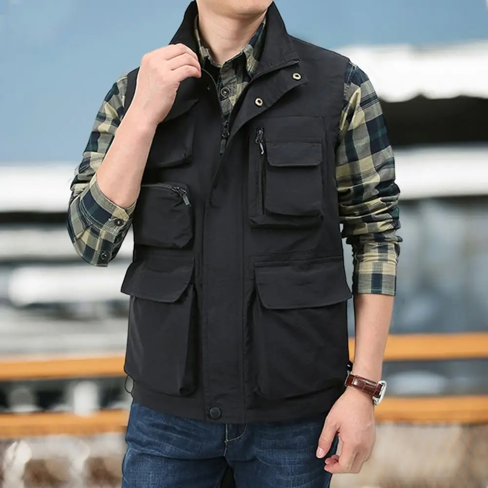 Top Trends: Waistcoat Vest Jacket Men Multi-Pocket Classic Male Sleeveless Coat Outdoor Photographer Fishing Jackets 4XL Vest Travel Clothes Shoppable Styles