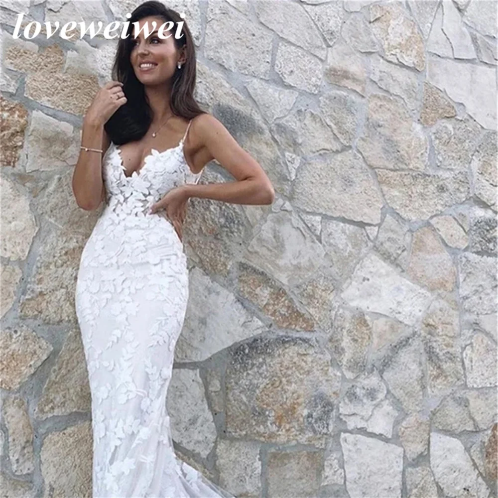 Top Trends: Boho Wedding Dresses Mermaid Bridal Dress 2022 Spaghetti Straps Backless Lace Appliques Beach Bride Gowns Vestido De Noiva Shoppable Styles - Image 4