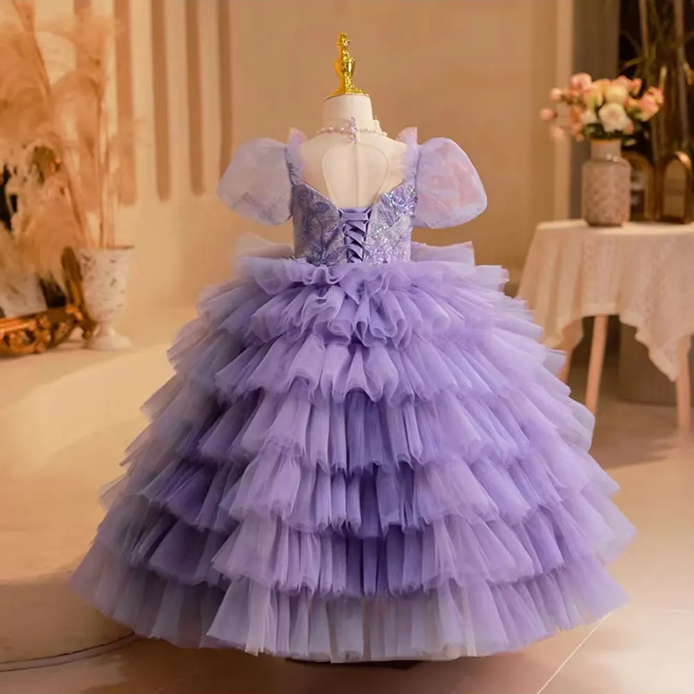 Top Trends: Jill Wish Elegan Luxury Lilac Girl Dress Beading Arabic Princess Kids Wedding Birthday Party Ball Gown Holy Communion 2024 J244 Shoppable Styles - Image 5