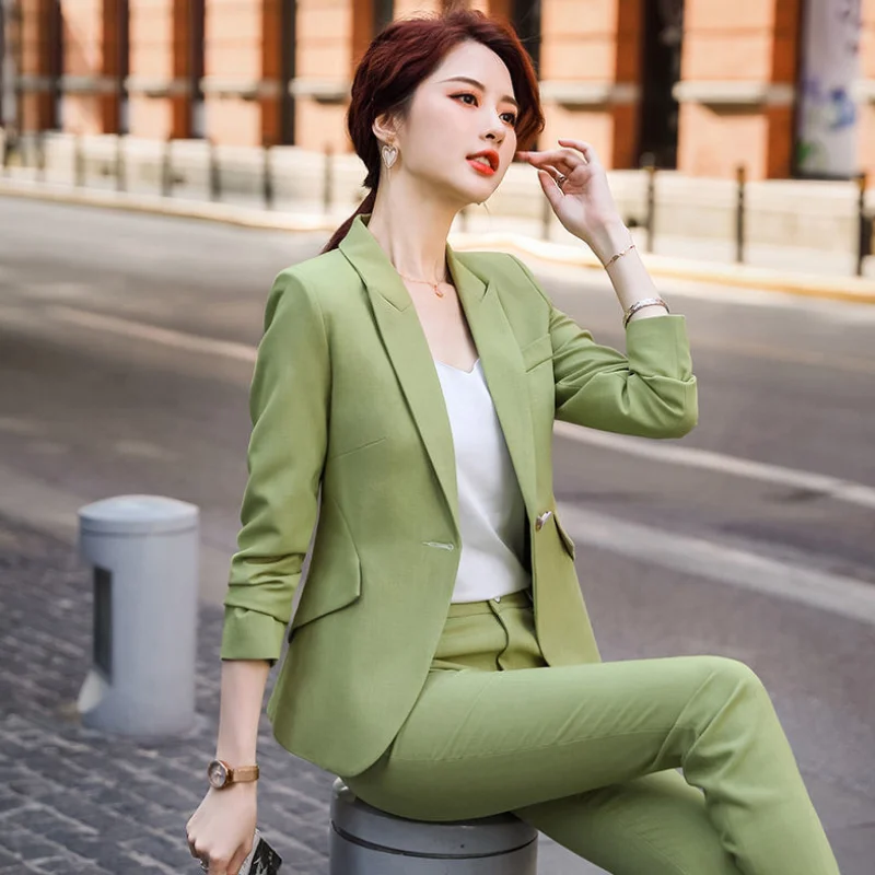 Top Trends: Outfit Cotton Trouser Suit Business Womens 2 Pant Sets Blazer And Top Formal Two Piece Set Pants For Women Clothing Korean Style Shoppable Styles