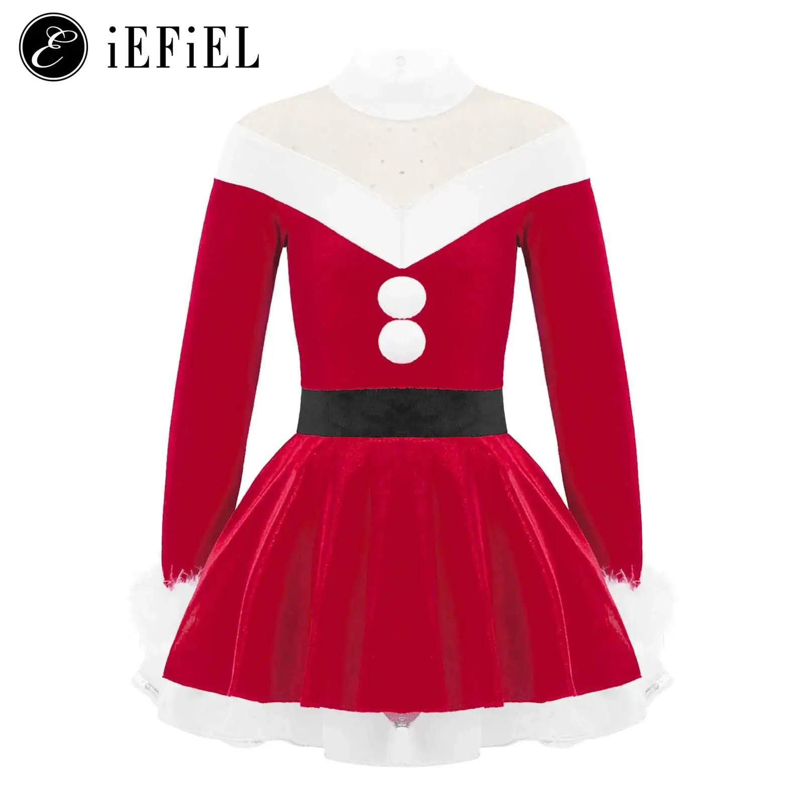 Top Trends: Kids Girls Sequins Santa Claus Costume Christmas Dance Gymnastics Figure Skating Tutu Dress Leotard Xmas Holiday Dancewear Shoppable Styles