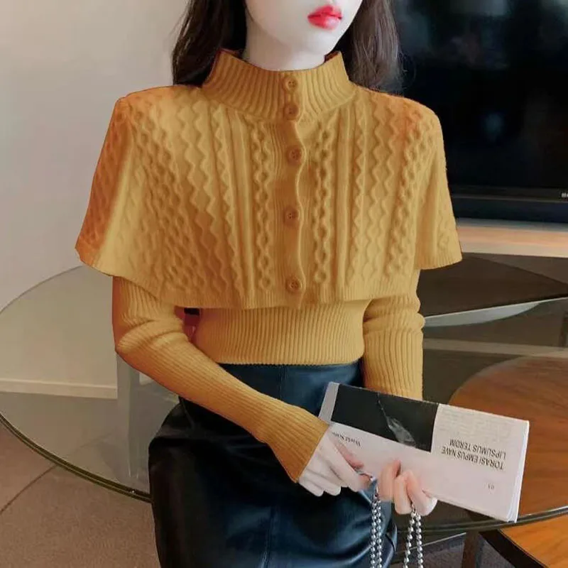 Top Trends: Fashion Solid Color Spliced Button All-match Blouse Female Clothing 2023 Autumn Winter New Casual Pullovers Commuter Shirt Shoppable Styles