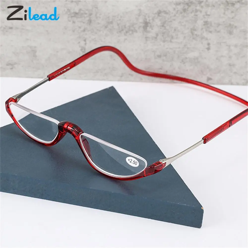 Top Trends: Zilead Magnet Reading Glasses For Men Women Hanging Neck Half Frame Magnetic Presbyopia Hyperopia Eyeglasses Diopter+ 1to+ 3 Gafas Shoppable Styles