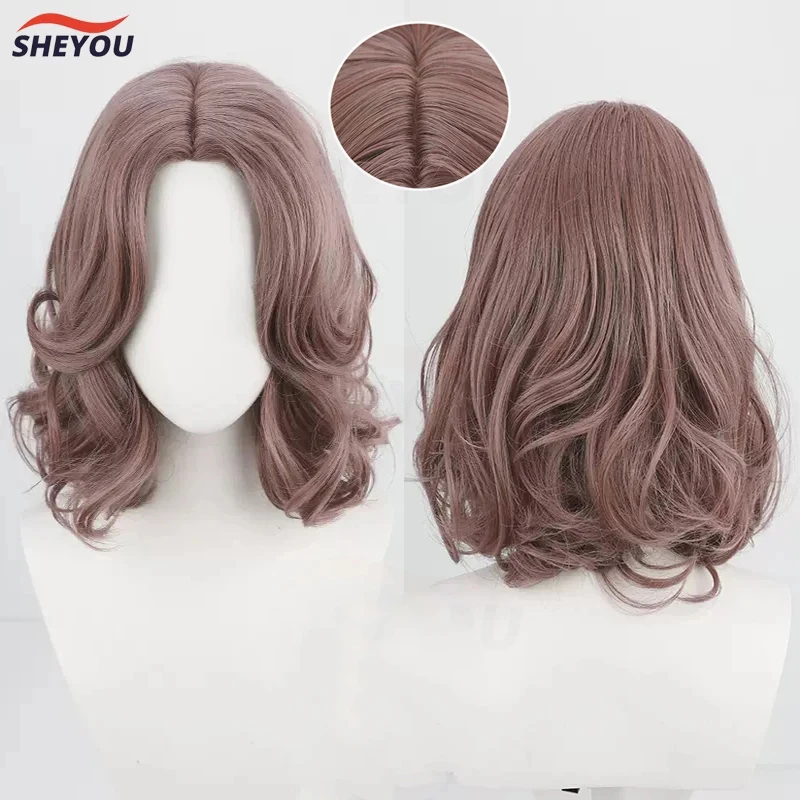 Top Trends: Melina Cosplay Wig Game Short Mid Parting Taro Color Curly Heat Resistant Synthetic Hair Party Anime Wigs + Wig Cap Shoppable Styles