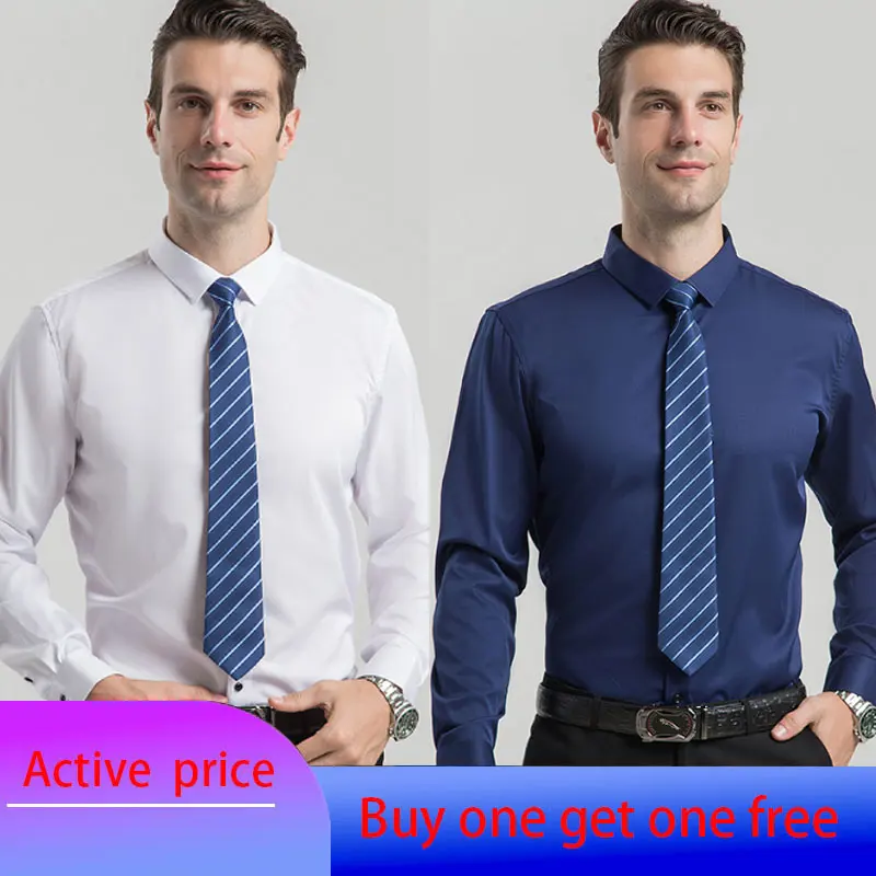 Top Trends: 6XL 7XL 8XL Spring And Autumn Shirt Men's Long Sleeve Large Luxury Business Casual Slim Solid Color Wrinkle Free Press Shoppable Styles