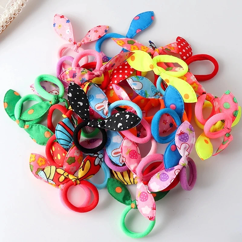 Top Trends: 20Pcs Cute Small Rabbit Ear Hair Bands Girl Rubber Band Elastic Band Baby Headwear Korean Children Hair Accessories Ornaments Shoppable Styles