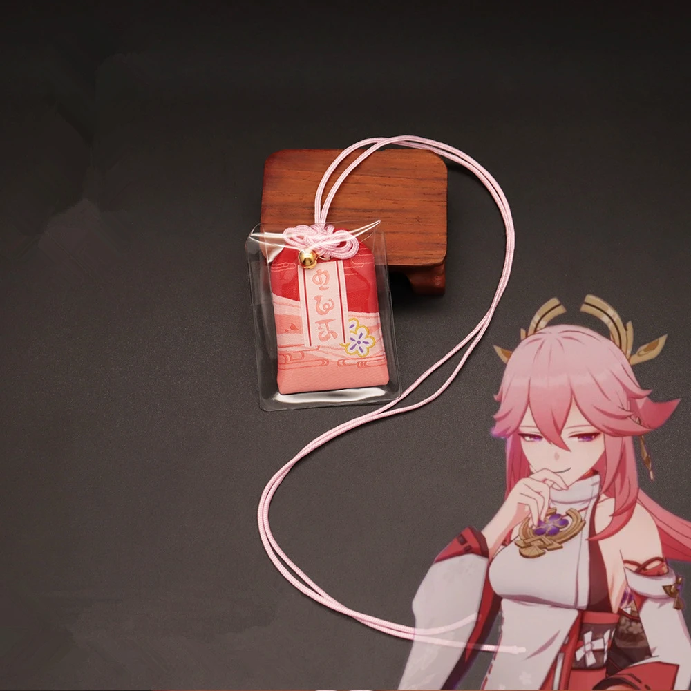 Top Trends: Game Genshin Impact Yae Miko Cosplay Polyester Embroidery Omamori Pray Fortune Safe Bag Guard Talisman Pendant Keychain Shoppable Styles