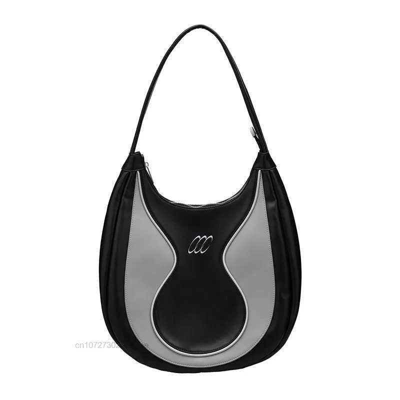 Top Trends: Y2K PU Leather Black Shoulder Bag Women Luxury Zippe Handbag Zipper Cool Girl Punk Grunge Fashion Design Teardrop Shape Tote Bag Shoppable Styles