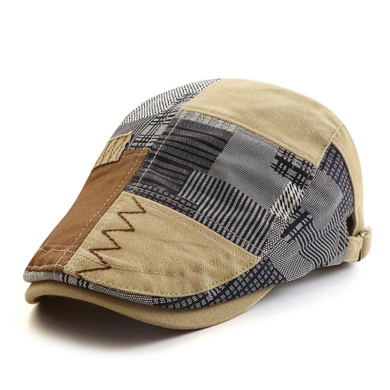 Top Trends: Designer Beret Hat Men Retro Newsboy Cap Patchwork Plaid Herringbone Flat Peaked Cap Women Driving Cabbie Gatsby Hat Casquette Shoppable Styles - Image 3