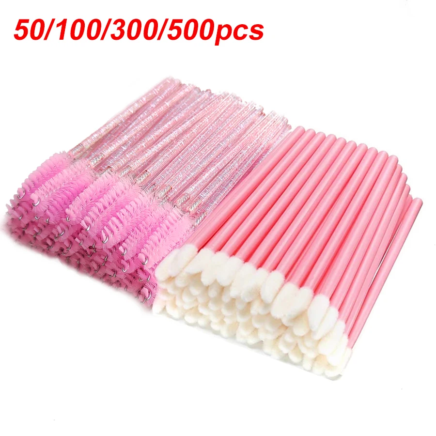 Top Trends: 50 / 100 / 300 / 500pcs Eyebrow Eyelash Brushes Eyelash Spoolies Mascara Wands Applicator For Eyelash Extension Makeup Tool LAUKISS Shoppable Styles