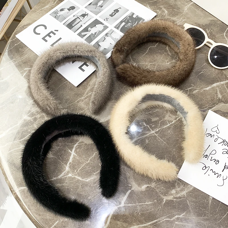 Top Trends: 2024 Hot Sale Women Luxury Winter 100% Real Mink Fur Headbands High Quality Real Fur Hair Band Lady Fashion Hair Hoop Furry Gift Shoppable Styles - Image 6