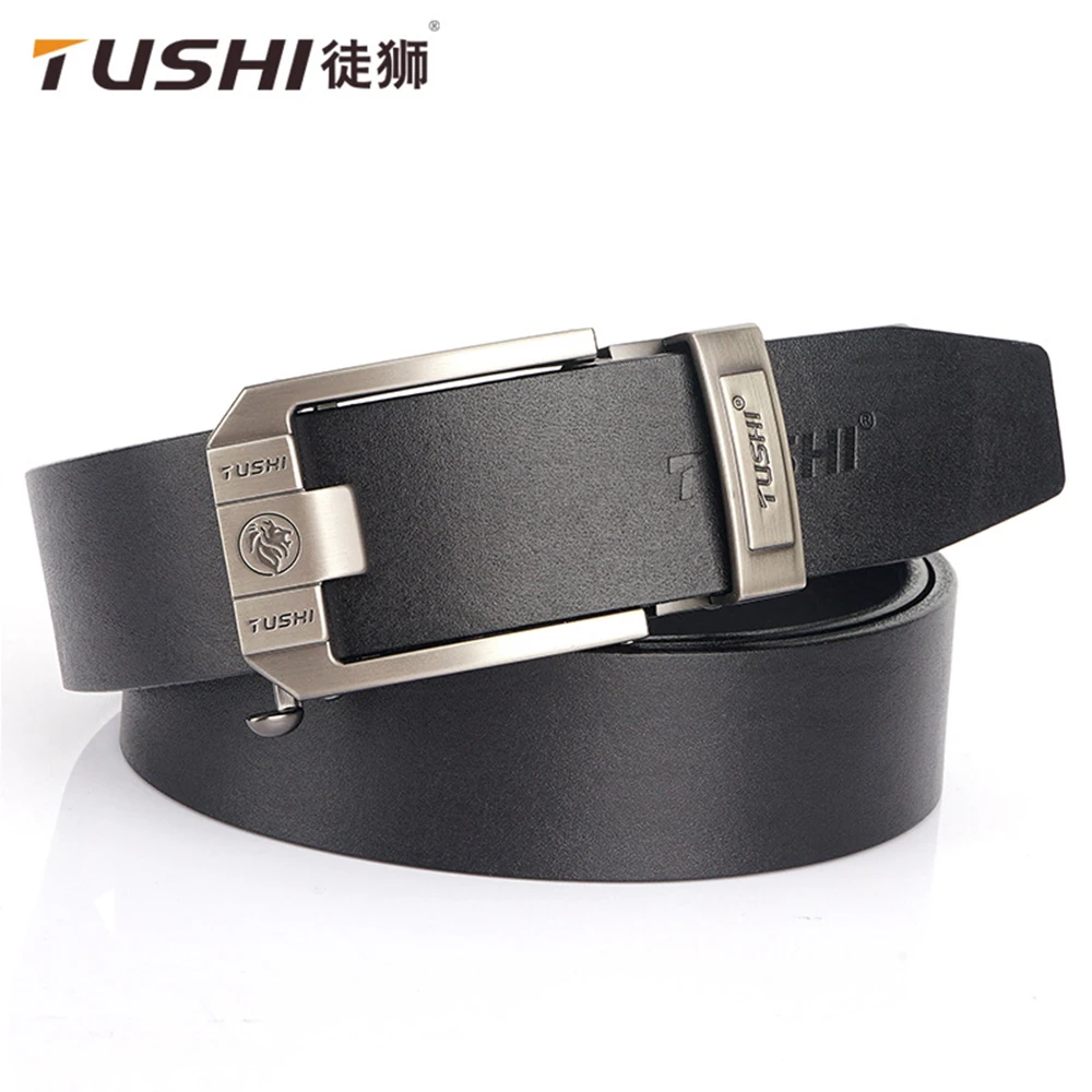 Top Trends: TUSHI Men Leather Belt Metal Automatic Buckle Brand High Quality Luxury Belts For Men Famous Work Business Black Cowskin Strap Shoppable Styles