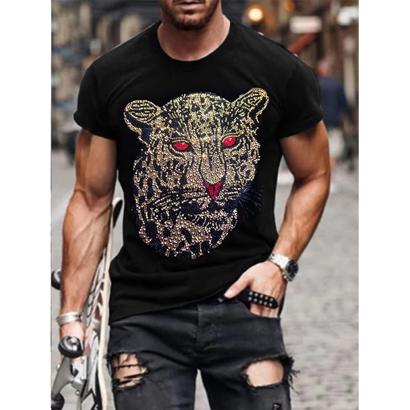 Top Trends: Mens Quality Fashion T-Shirts Casual Street Short Sleeve Dollar Sign Hot Drill Men Clothes Tee Tops O-Neck Rhinestone Tshirt Y2K Shoppable Styles - Image 5