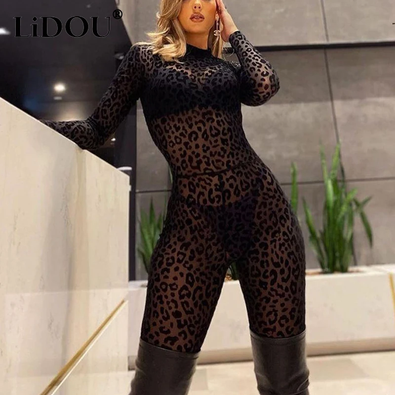 Top Trends: Spring Summer Nightclub Fashion Sexy Perspective Mesh Jumpsuit Ladies Long Sleeve Slim Rompers Women Playsuit Female Clothes Shoppable Styles