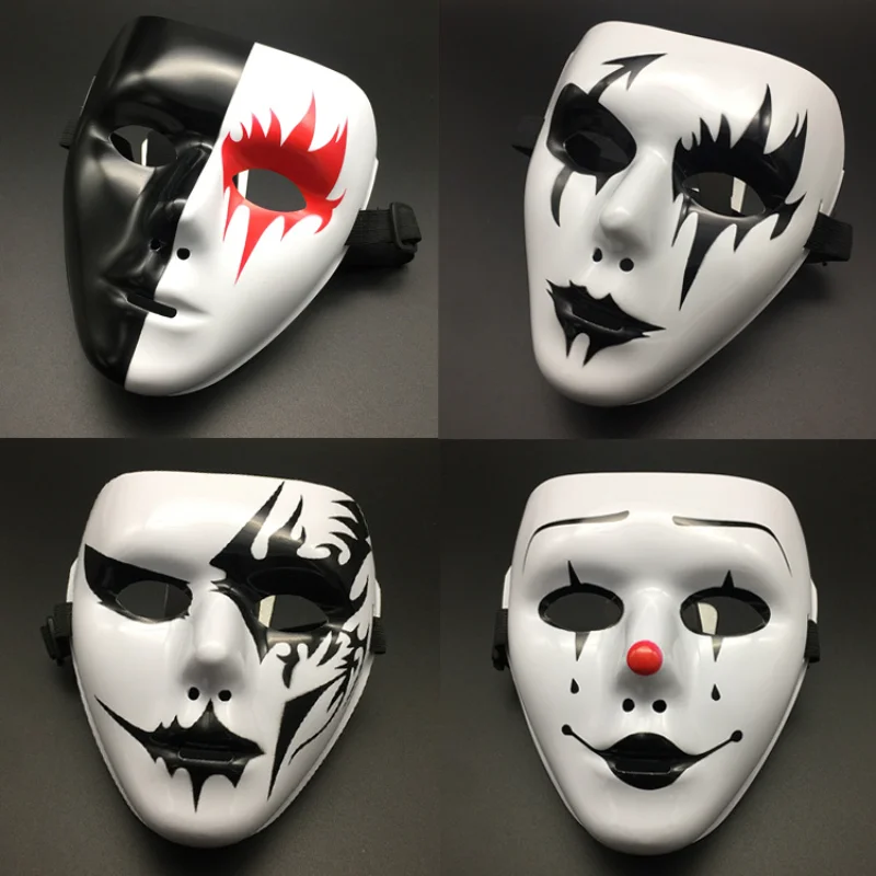 Top Trends: 1pcs Halloween Props Masquerade Full Face Mask Hip Hop Adult Hand-painted White Street Dance Men Adult Mask Shoppable Styles