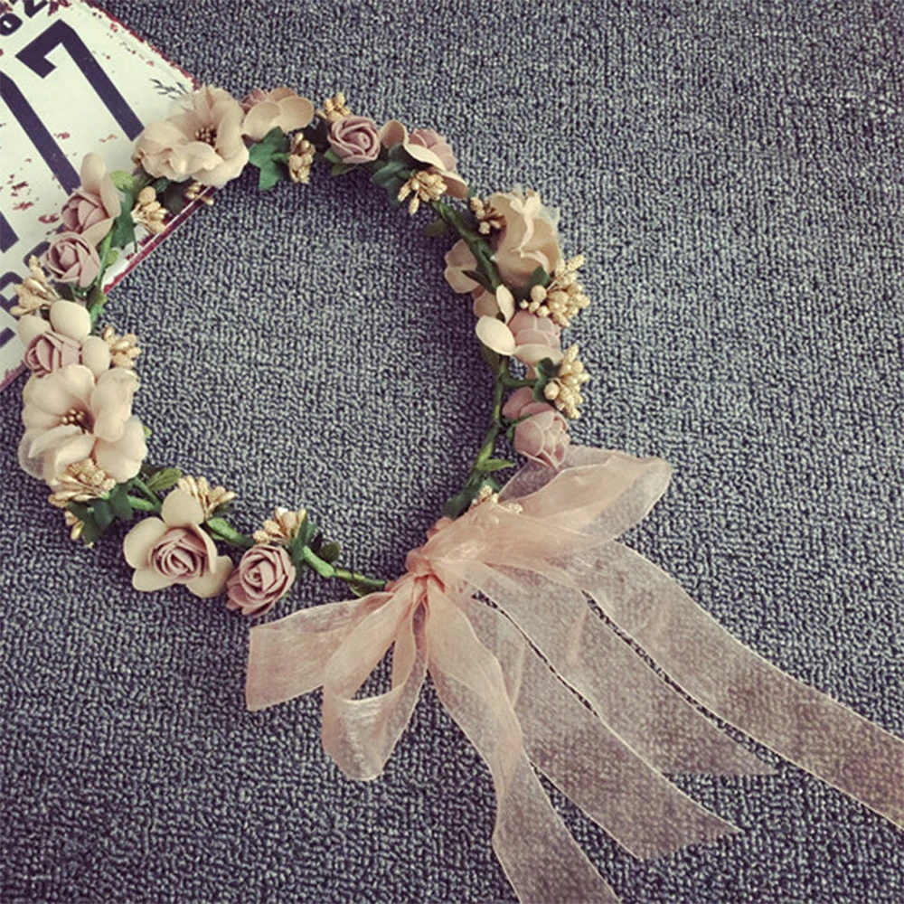 Top Trends: Wreath Women Flowers Tiara Flower Princess Crown Girl Bohemian Hair Accessories Woman Garland Guest Wedding Headdress Headband Shoppable Styles - Image 6