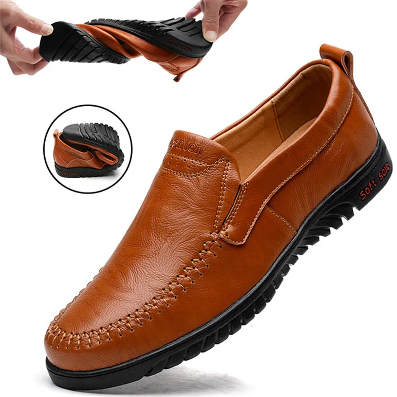 Top Trends: DEKABR Men Shoes Genuine Leather Comfortable Men Casual Shoes Footwear Chaussures Flats Men Slip On Lazy Shoes Zapatos Hombre Shoppable Styles