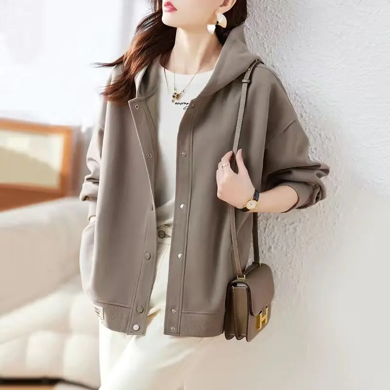 Top Trends: Women&#039;s 2023 Autumn And Winter New Fashion Long Sleeve Hooded Solid Color Hoodies Button Pockets Cardigan All-match Casual Coat Shoppable Styles