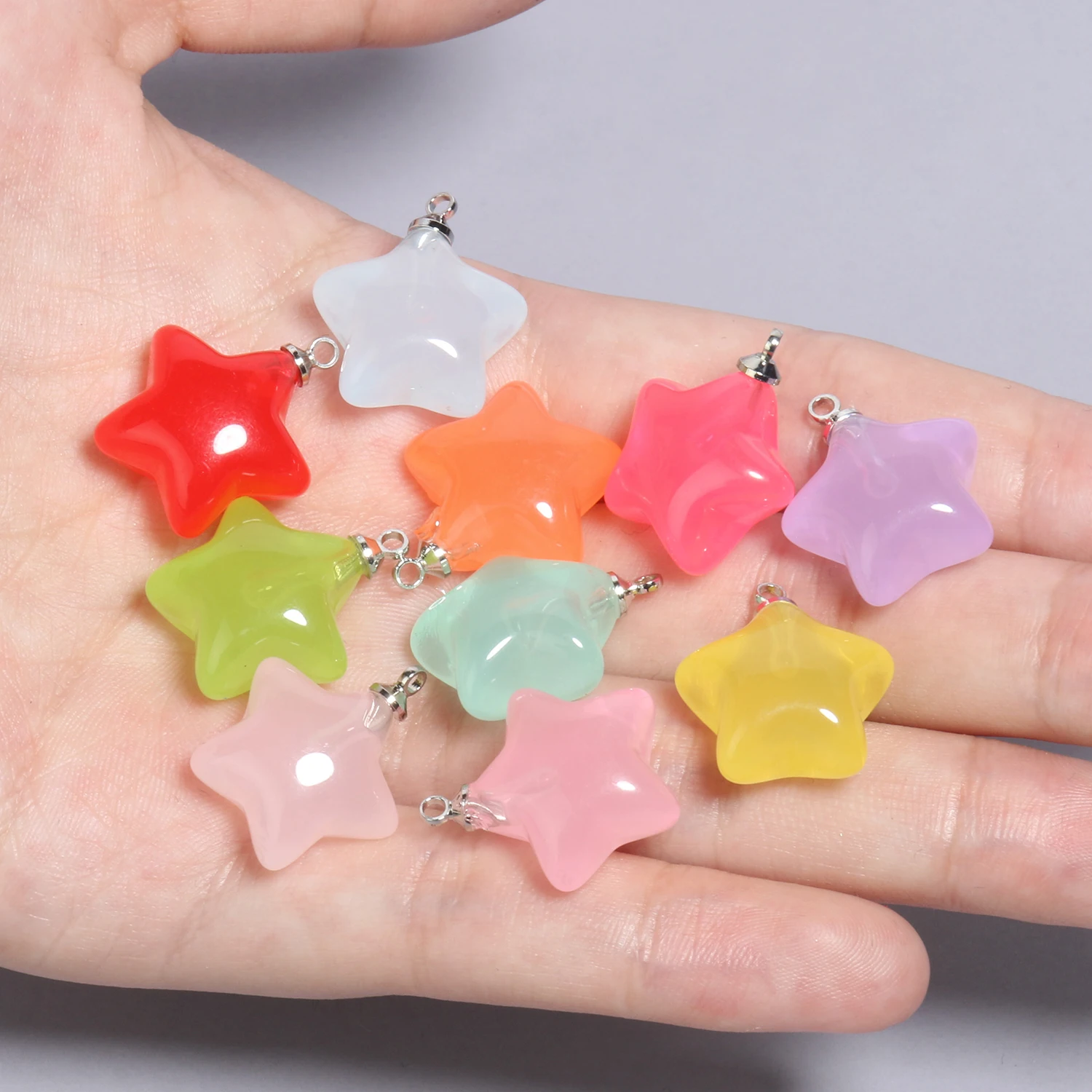 Top Trends: Colorful Star Charms Resin Candy Color Pendants Keychain Handmade Necklace Bracelet Jewelry Making DIY Craft Accessories 10pcs Shoppable Styles