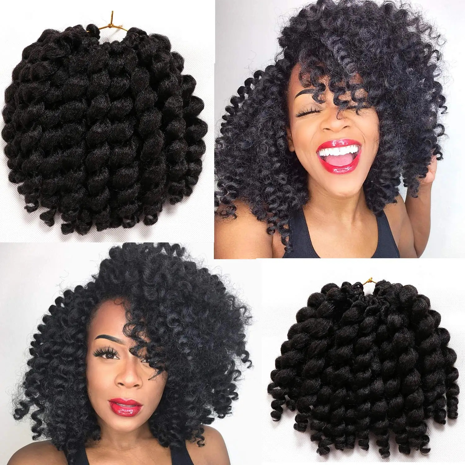 Top Trends: SAMBRAID Synthetic 8 Inch 22 Strands Jumpy Wand Curls Crochet Hair Jamaican Bounce Crochet Hair Curly Crochet Braids Hair Shoppable Styles