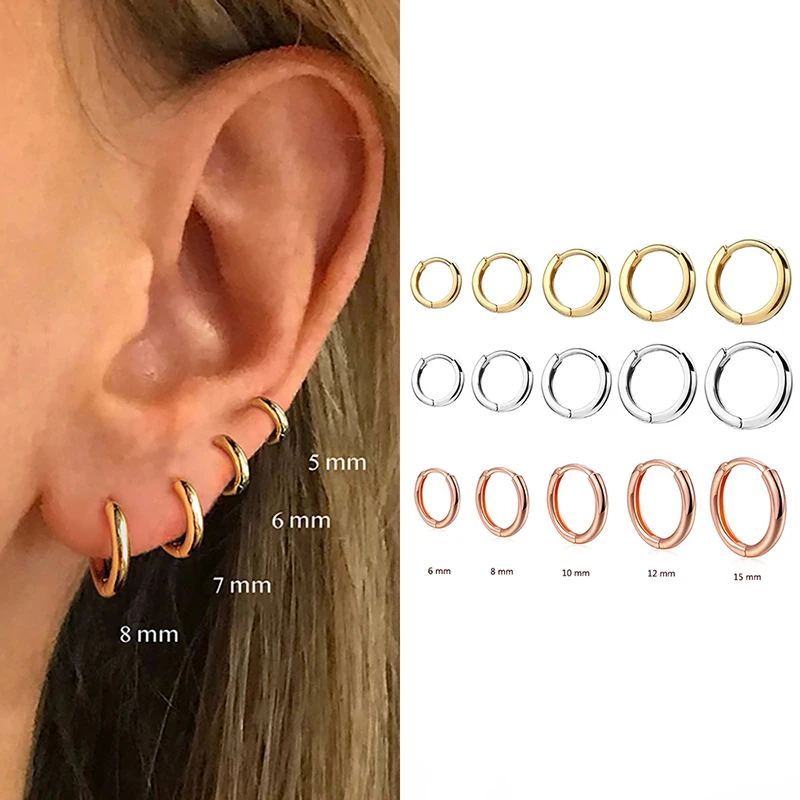 Top Trends: Single Minimal Gold Color Tiny Cartilage Hoop Earrings Glossy Earring Piercing Accessory Trendy Small Huggie Women Hoops For Men Shoppable Styles