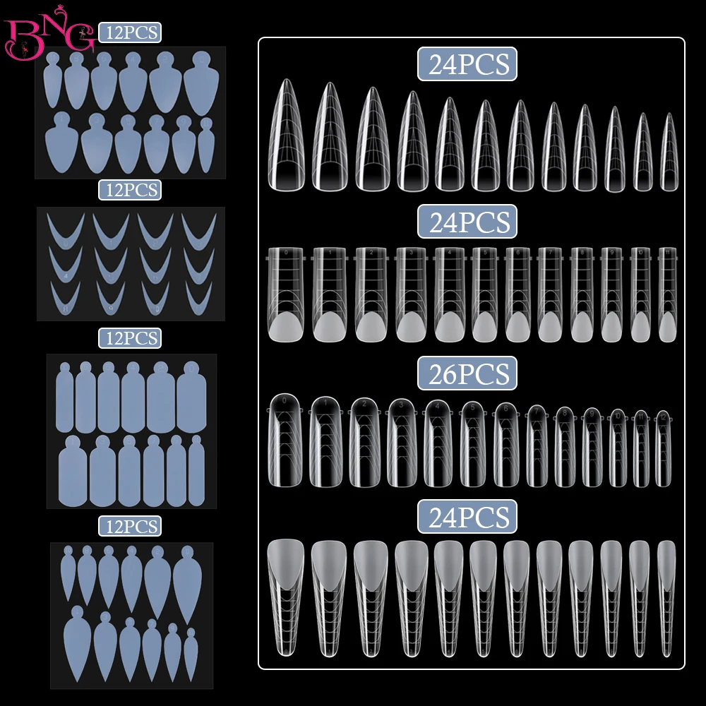 Top Trends: BNG 146Pcs Dual Forms Nails Mold Form With French Tip Sticker Kit Silicone Pad Quick Building UV Gel Top Mould For Poly Nail Gel Shoppable Styles