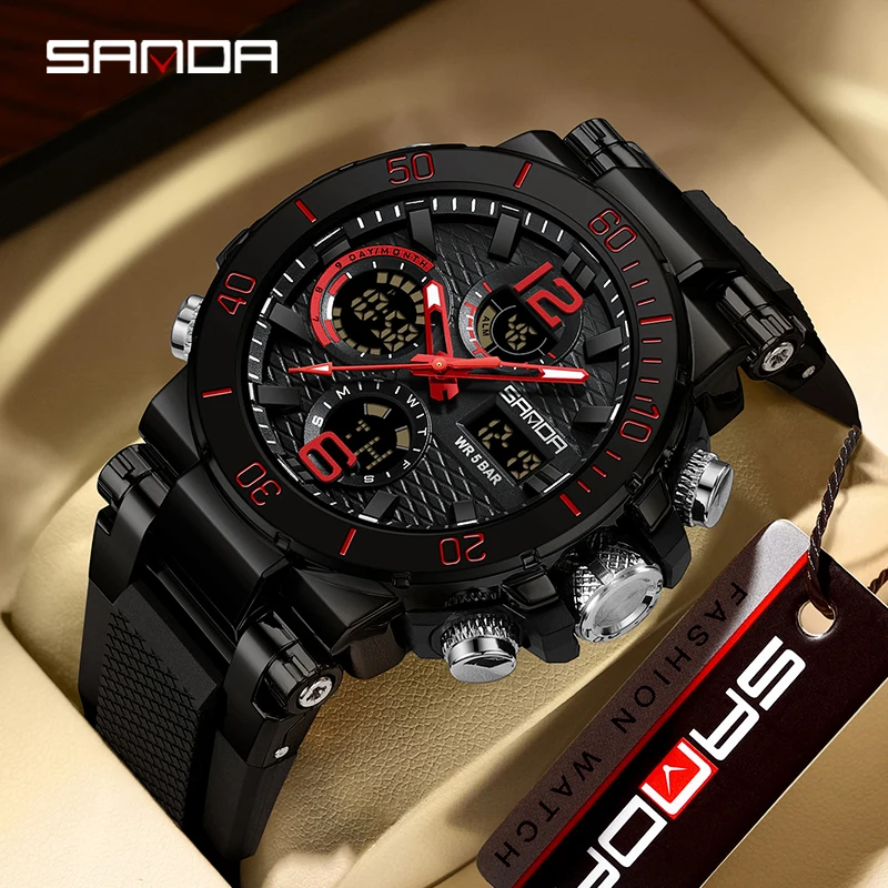 Top Trends: Sanda 2023 New Dual Screen Men's Digital Watch Nightlight Waterproof Multifunctional Popular Men's Alarm Clock 6167 Wristwatch Shoppable Styles