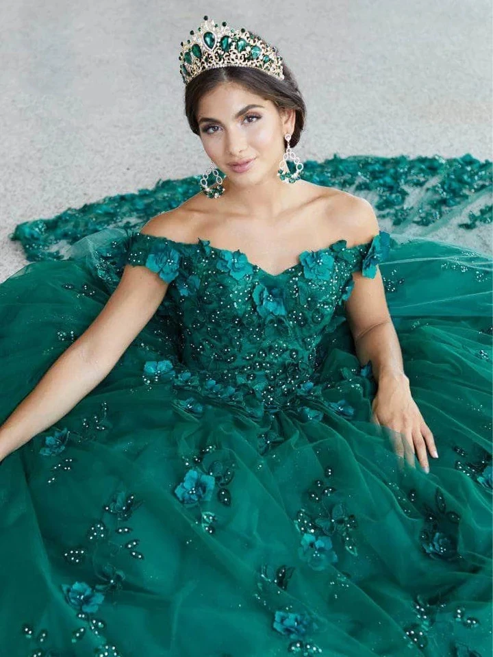 Top Trends: ANGELSBRIDEP Emerald Hunter Green Quinceanera Dress Off Shoulder Sequined Appliques Sweep Train Sweet 15 Years Robes De Soiree Shoppable Styles - Image 3