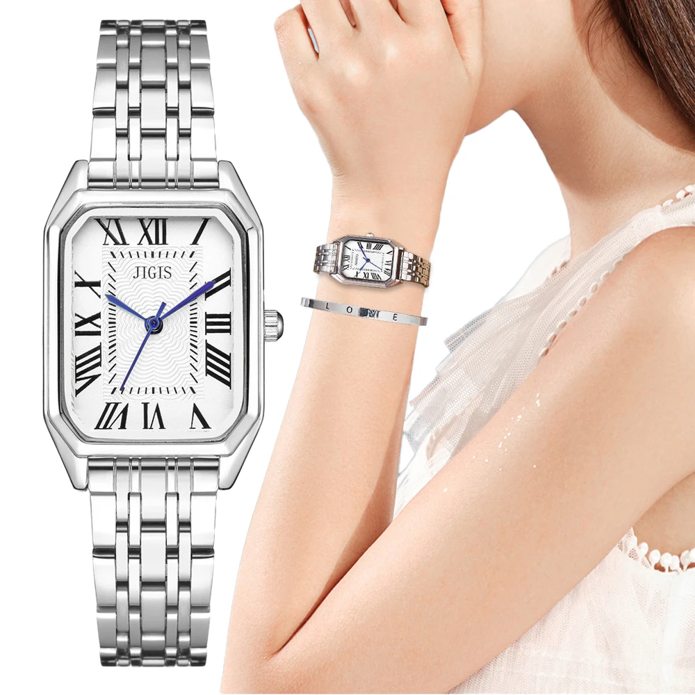 Top Trends: Women's Fashion 2022 Roman Design Rectangle Watches Silver Alloy Strap Luxury Ladies Quartz Wristwatches Qualities Female Clock Shoppable Styles