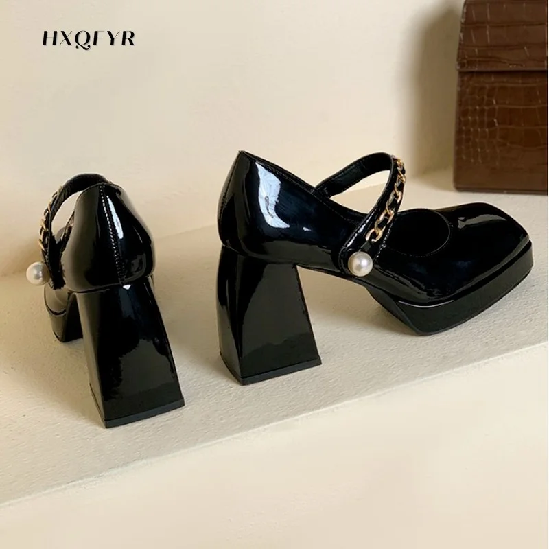 Top Trends: Super High Root Shoe Female 2021 Summer Retro Mary Jane Square Root Women&#039;s Shoes Color Matching Shallow Mouth Beaded High Heels Shoppable Styles