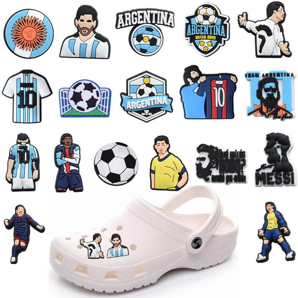 Top Trends: Football World Champion Shoe Charms Argentina 10 PVC Shoe Decorations Clogs Sandals Wristband Accessories Women Men Party Gifts Shoppable Styles