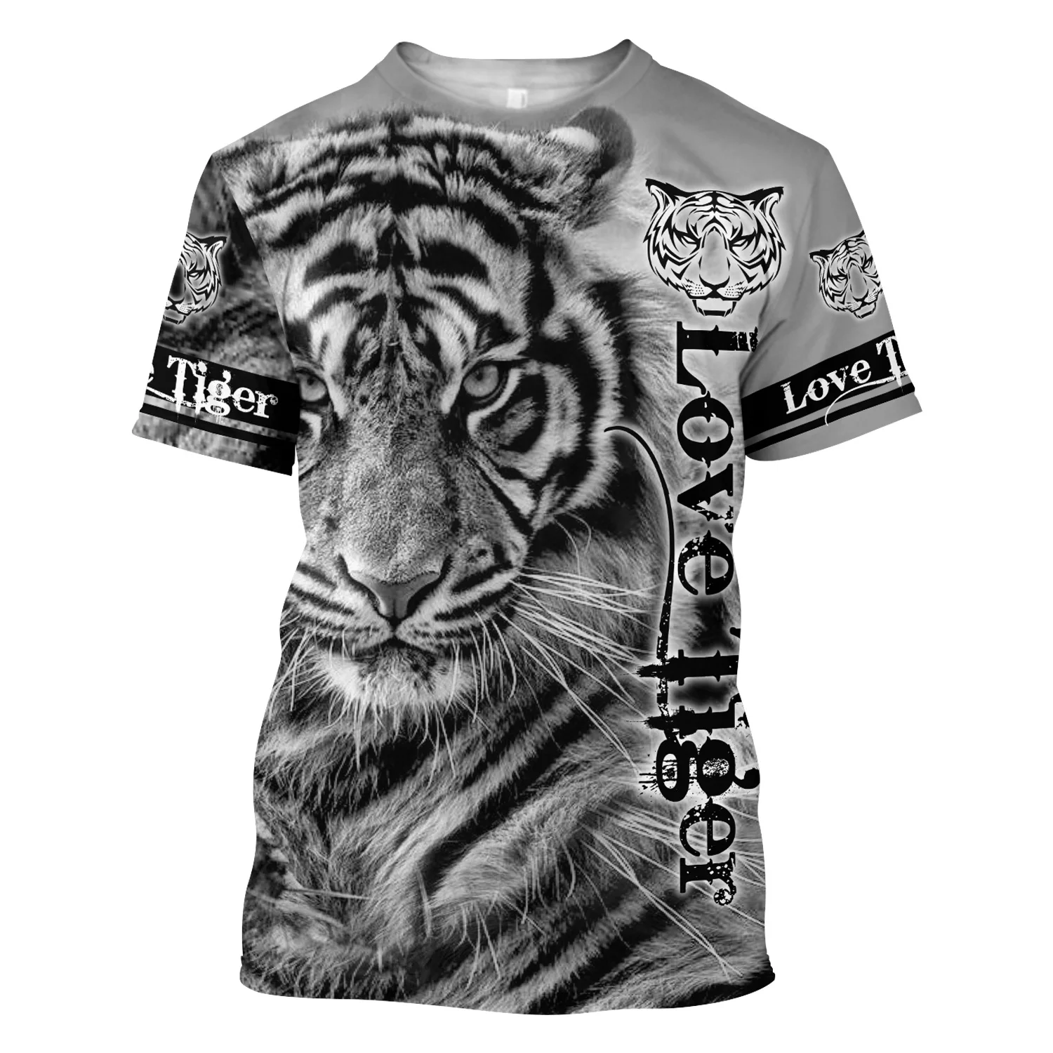 Top Trends: 3D Tiger Print T Shirt For Men Boutique Animal Graphic T-Shirts Summer Trend Harajuku Oversized Short Sleeve Leisure O-neck Tops Shoppable Styles - Image 2