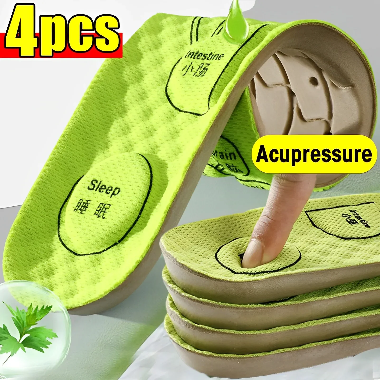 Top Trends: 4PCS Foot Acupressure Insole Men Women Soft Breathable Sports Cushion Inserts Sweat-absorbing Deodorant Orthopedic Shoe Sole Shoppable Styles