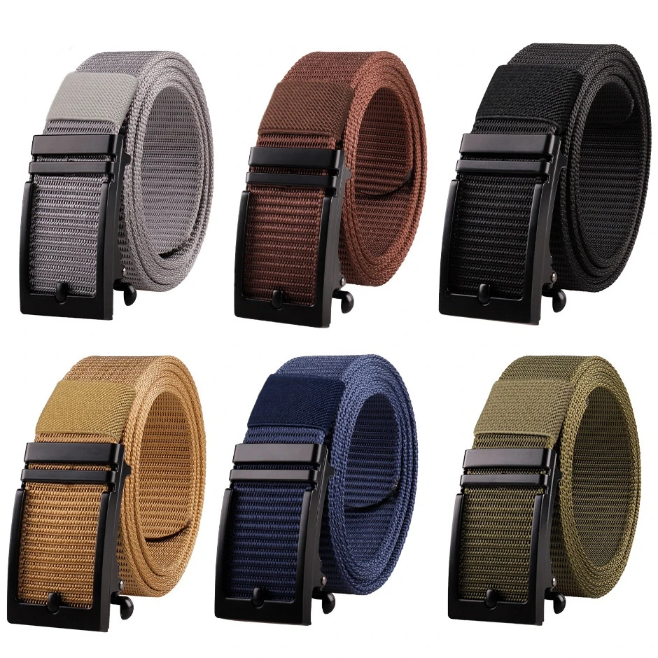 Top Trends: Nylon Belt For Men's Alloy Buckle Canvas Belt Outdoor Training With Tactical Automatic Ratchet Belts Golf Casual 140 Cinturones Shoppable Styles