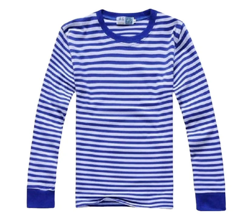 Top Trends: Autumn Style Striped Men&#039;s Blue And White Striped T-shirt Long Sleeved Shirt O-neck Casual Full Tops Tees Shirts For Men Shoppable Styles