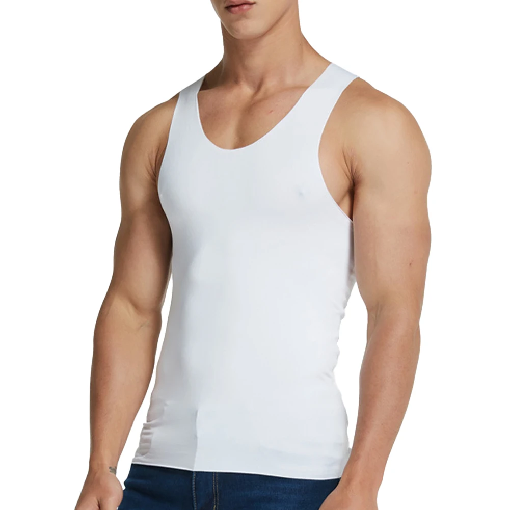 Top Trends: Men Seamless Tank Top Sleeveless Ice Silk High Elastic Hurdling Tees Casual Vest Fitness Gym Sports Slim Fit Comfort Home Wear Shoppable Styles