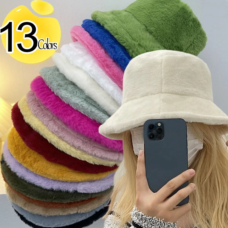 Top Trends: 2023 Faux Fur Fluffy Bucket Hats Woman Men Autumn Outdoor Warm Soft Winter Hat Velvet Casual Fisherman Hat Fashion Panama Cap Shoppable Styles