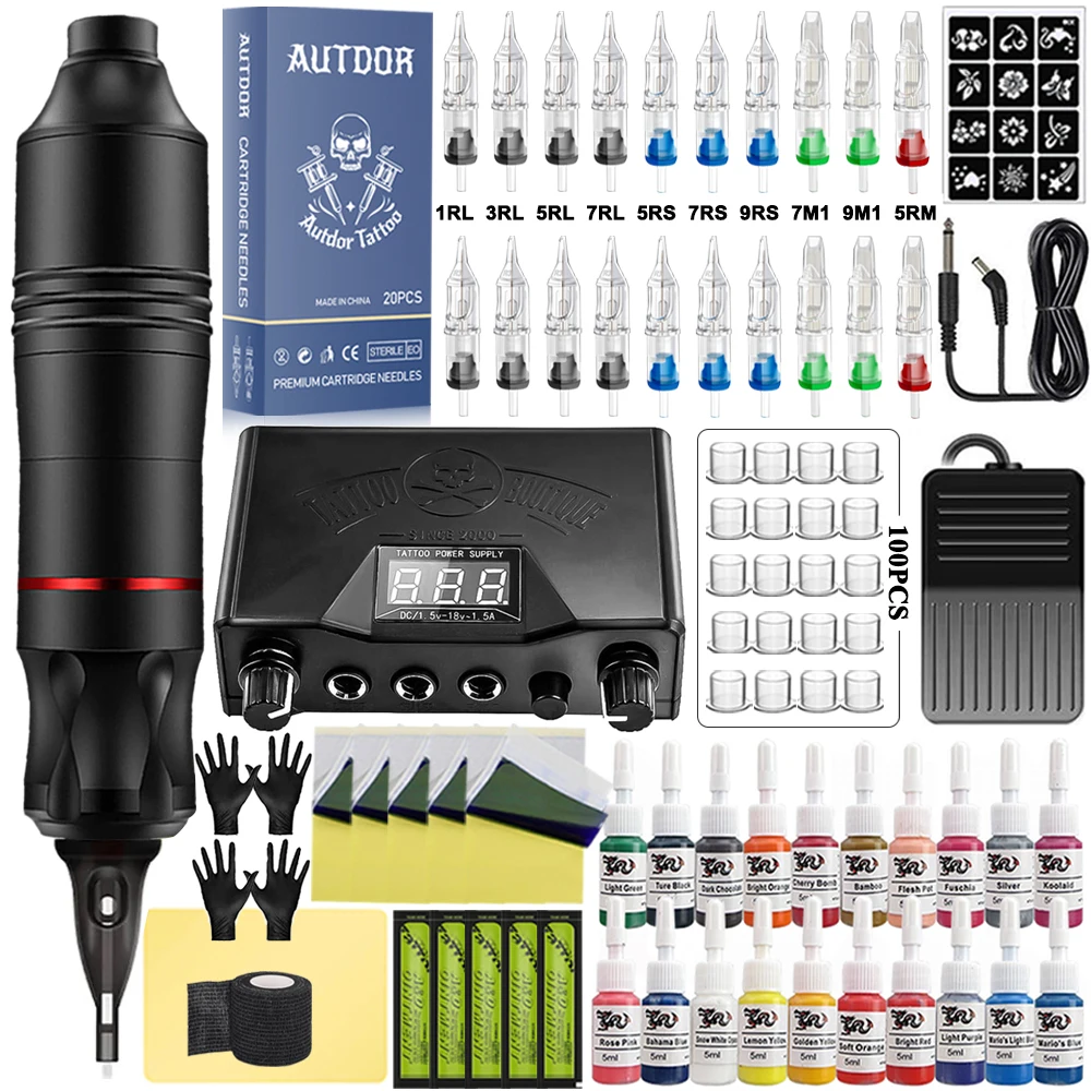 Top Trends: Professional Tattoo Machine Kit Set Rotary Tattoo Pen Kit Power Supply Needle Ink DC Interface Tattoo Gun Makeup Kit Complete Shoppable Styles