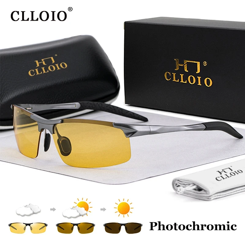 Top Trends: CLLOIO Top Anti-Glare Day Night Vision Glasses Men Driving Polarized Sunglasses Aluminum Rimless Photochromic Riding Goggles UV Shoppable Styles