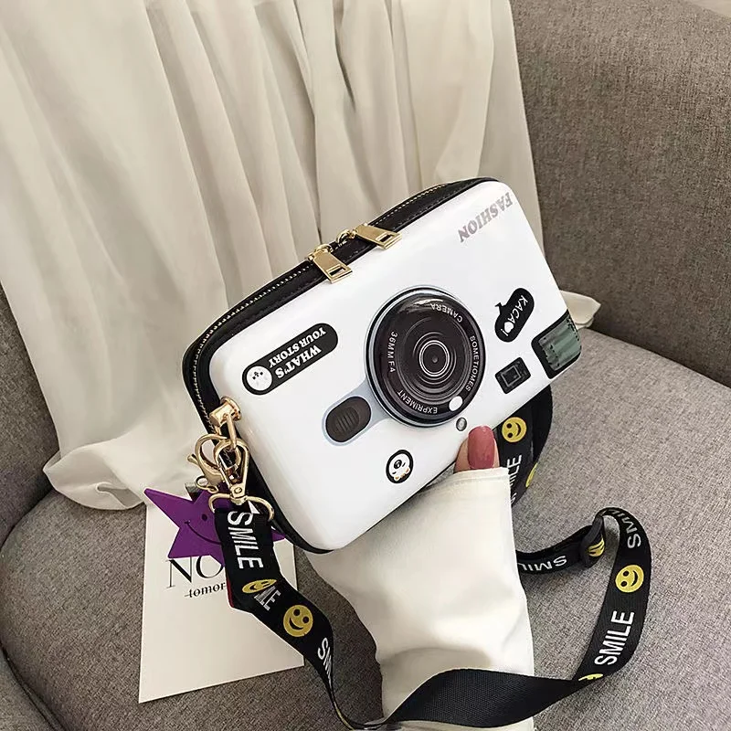 Top Trends: Trendy Camera Design Cartoon Print PU Female Shoulder Bag Crossbody Messenger Bag For Women Casual Handbag Bolsa Purse Zipper Shoppable Styles