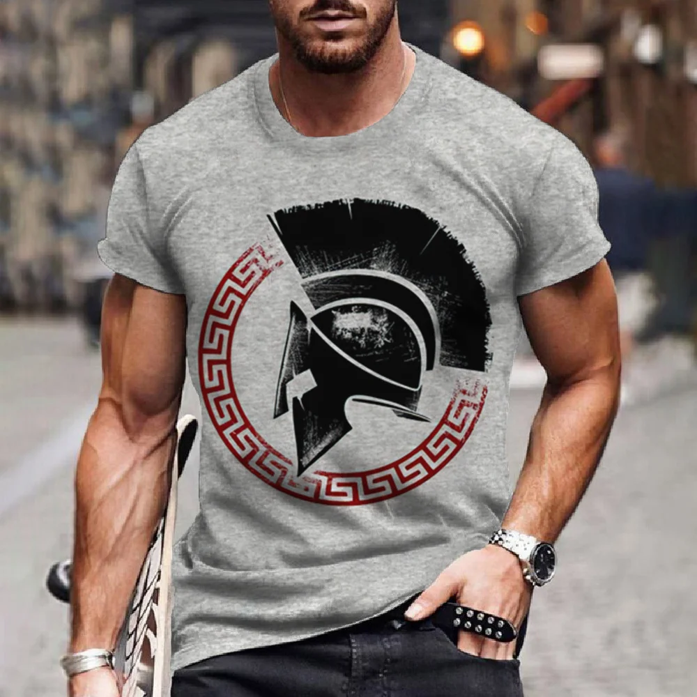 Top Trends: Men&#039;s T-Shirt Spartan Pattern 3D Print Short Sleeve O-Neck T Shirts For Men Casual Tees Street Top Oversized Male Clothed Summer Shoppable Styles