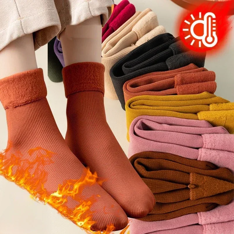 Top Trends: Women Winter Warm Socks Cashmere Wool Thicken Thermal Snow Boots Floor Soft Plush Velvet Wool Home Sleeping Medium Tube Sock Shoppable Styles